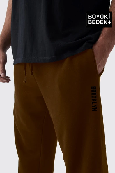 Erkek Büyük Beden Paça Lastikli Brooklyn Baskılı İnce Eşofman Altı SPR25EA53 - 7