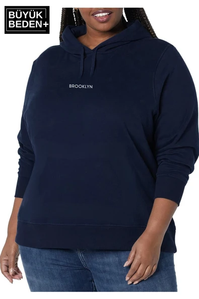 Süperlife Kadın  Orta Brooklyn Baskılı Büyük Beden İnce Kapşonlu Swatshırt SPR25BSWk61 - 3