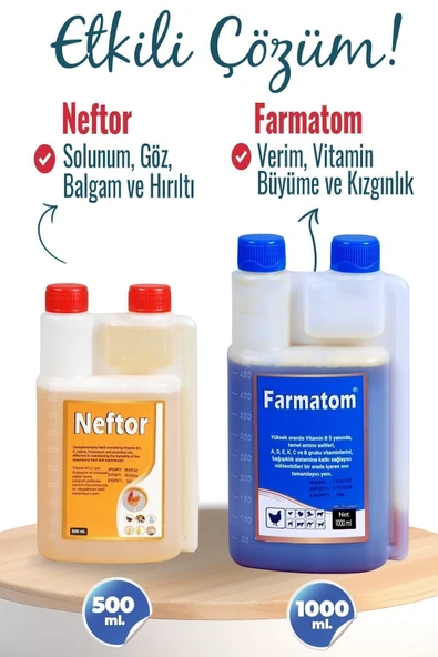 2li Set Kuşlar Için Farmatom Vitamin 1 Lt Neftor Hırıltı Seti 500 ml - 2