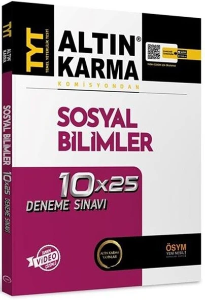 TYT Sosyal Bilimler Tamamı Video Çözümlü 10x25 Deneme Sınavı Altın Karma