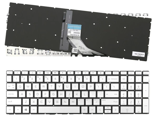 Hp Envy X360 15t-cn100 15-cn0013nr uyumlu Klavye, Tuş Takımı (Silver, Gri TR) ışıklı
