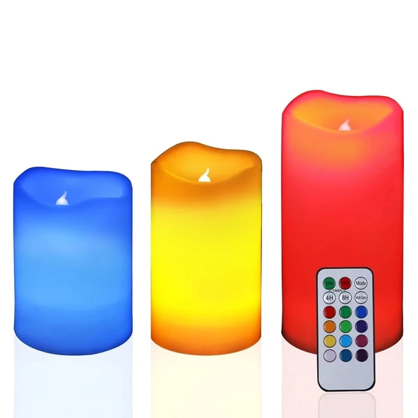 Parafin Kaplı Kumandalı Led Mum (3 Adet) - 3