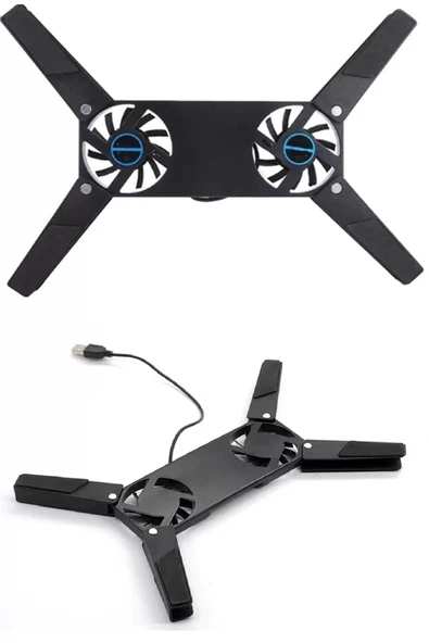 2 Fanlı Notebook Soğutucu Portatif Katlanabilir Laptop Soğutucu Fan Usbli Stand Bilgisayar Fanı - 2