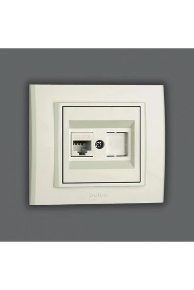 Ovivo - Grano Tekli Data Prizi RJ45+Boş Yuva  Mekanizma+Çerçeve (Beyaz) 600-00300-229