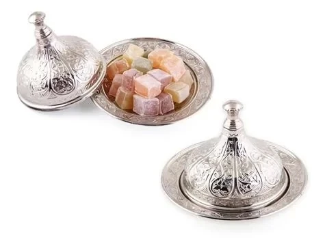 Osmanlı Motifli Lokumluk Büyük - Gümüş - 5