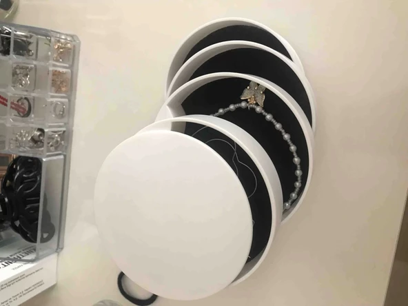 4 Katlı Dönebilen Silindir Takı Ve Makyaj Organizer Kutusu - 4