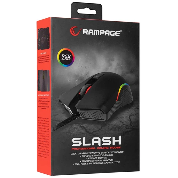 Rampage Smx-r120 Slash 7200dpi Rgb Ledli Gaming Oyuncu Mouse