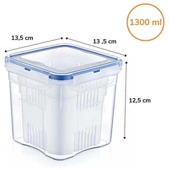 1.3 Lt Klipsli Kapaklı Zeytinlik -zeytin Turşu Saklama Yıkama Kabı - Resim 4