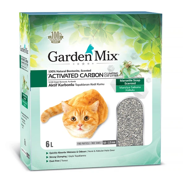 Garden Mix Aktif Karbonlu Sabun Kokulu Kedi Kumu 6 lt ürün görseli