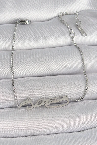 316L Çelik Gümüş Renk Atatürk İmza Model Kadın Bileklik - TJ-BB6660 ürün görseli 1