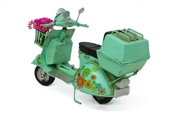 Dekoratif Metal Scooter Sepetli - 3