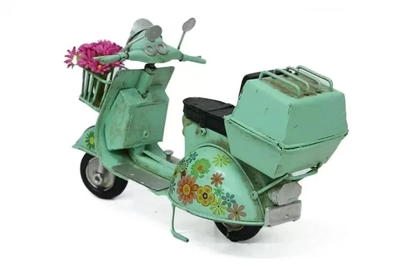 Dekoratif Metal Scooter Sepetli - 5