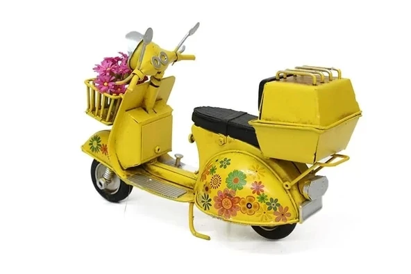 Dekoratif Metal Scooter Sepetli - 6