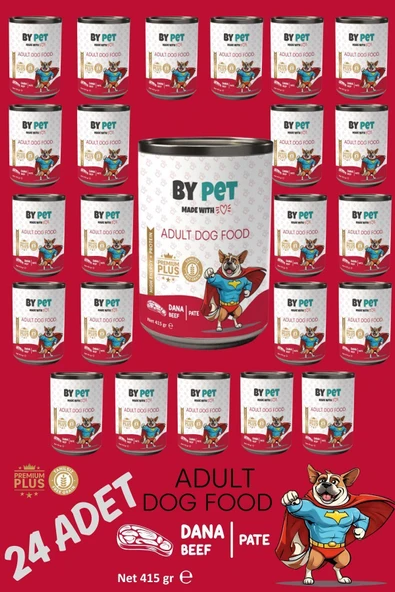 BYPET Yetişkin Köpekler İçin Dana Etli Konserve Yaş Mama 415 gr x 24 Adet