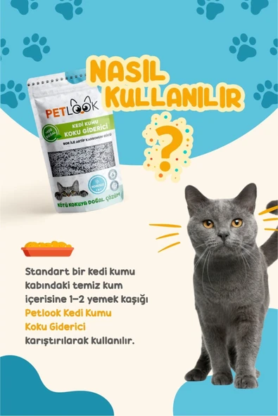 PetLook Kedi Kumu Koku Giderici, Bor ve Aktif Karbonlu Koku Giderici Kokusuz 300 GR, - 4