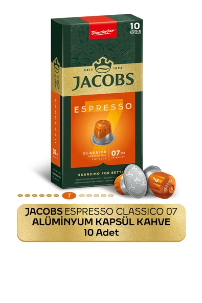 Jacobs Espresso 7 Classico Kapsül Kahve Nespresso Uyumlu 10 Kapsül