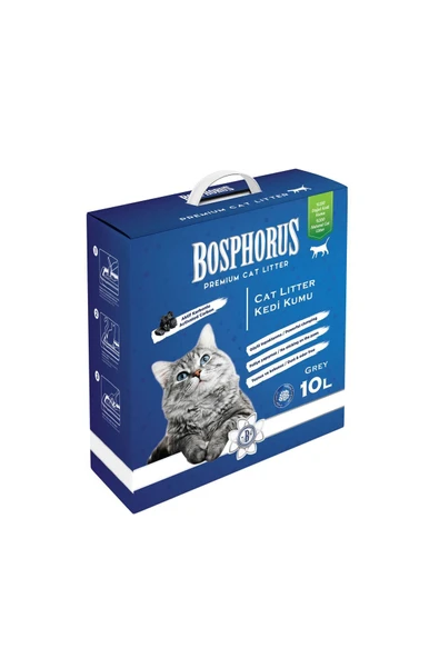 Bosphorus Aktif Karbonlu Hızlı Topaklanan Grey İnce Taneli Doğal Kedi Kumu 10 Lt x 2 Adet - 3