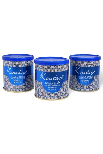 KOCATEPE KAHVE Kocatepe Damla Sakızlı Türk Kahvesi Teneke 100 Gr 3'lü Paket