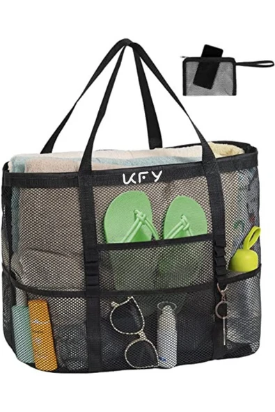 Kitchenify Plaj Çantası, Piknik Çantası, Kadın Plaj Çantası File Plaj Çantası Kum Tutmaz