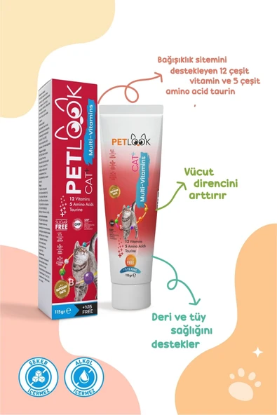 PetLook Multivitamin Kedi Maltı 115 GR, Kedi Malti, Kedi Ödülü ve Kedi Vitamini 2'Li Set - 3