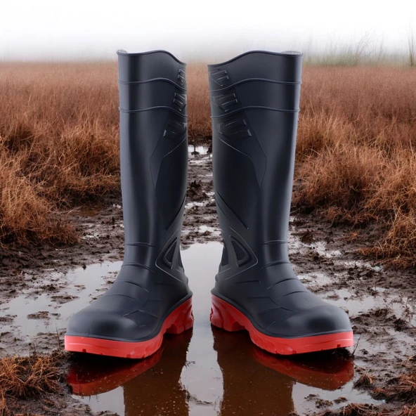 Uzun Çizme İş Güvenlik Çizmesi Numara 40 İnşaat Tarım Bahçe Kimya Petrol Çiftilik Gaz 36 cm - 3