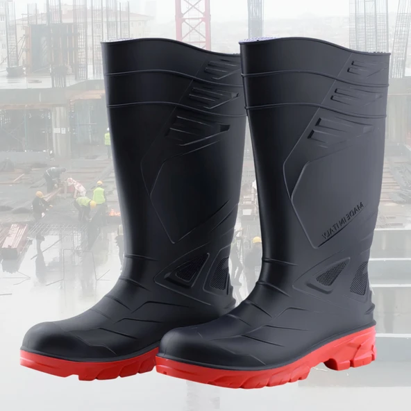 Uzun Çizme İş Güvenlik Çizmesi Numara 41 İnşaat Tarım Bahçe Kimya Petrol Çiftilik Gaz 36 cm - 4