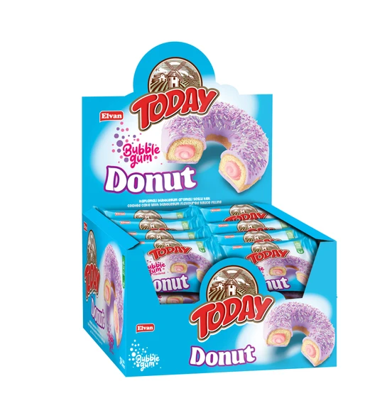 Today Donut Bubblegum (Sakız Aromalı) Kek 35 Gr. 24 Adet (1 Kutu)