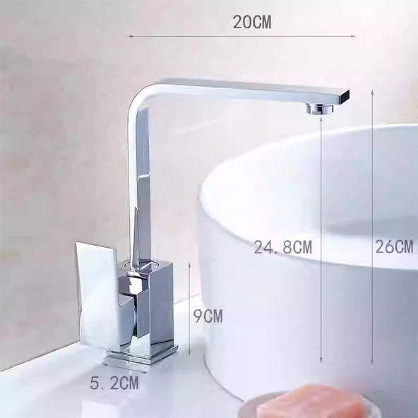 Kustar Krom Kare Aç Kapa Banyo Lavabo Bataryası 2 Yıl Garantili Pirinç Gövde - 2