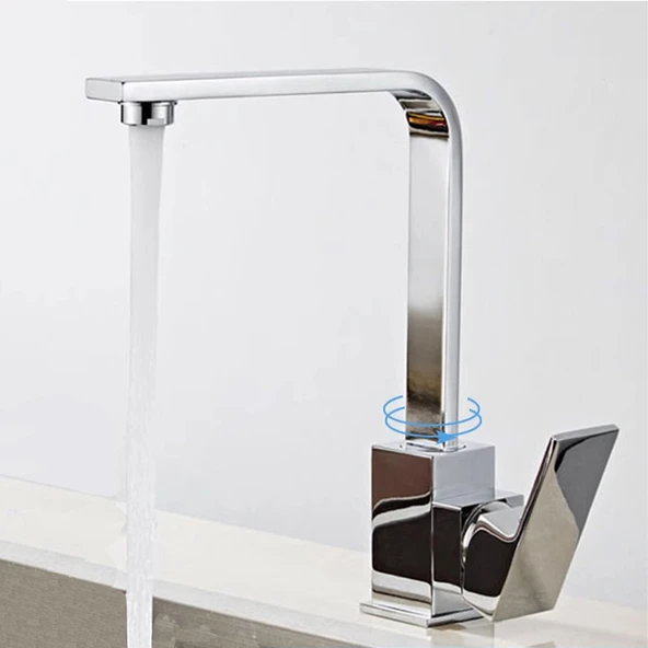 Kustar Krom Kare Aç Kapa Banyo Lavabo Bataryası 2 Yıl Garantili Pirinç Gövde - 4