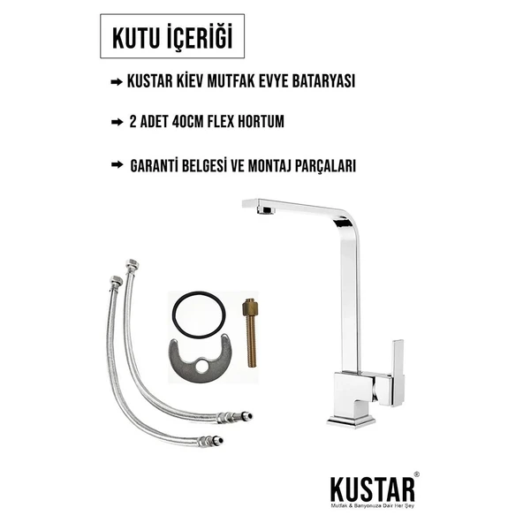 Kustar Krom Kare Aç Kapa Mutfak Bataryası 2 Yıl Garantili Pirinç Gövde - 3
