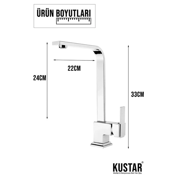 Kustar Krom Kare Aç Kapa Mutfak Bataryası 2 Yıl Garantili Pirinç Gövde - 2