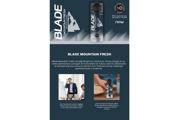 BLADE Mountain Fresh Erkek Deodorant 6x150ml - 3