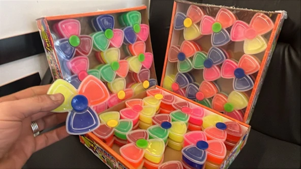 Stres Çarkı Şeklinde Slime Simli Neonlu Parlak Fosforlu Renkli Slaym Jel Oyun Hamuru 3 Lü - Resim 2