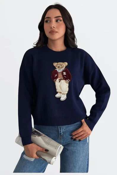 EYSHAN Teddy Bear Ayıcıklı Kazak- Kadın Triko Kazak Standart Beden - 4