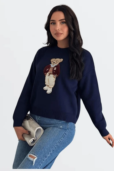 EYSHAN Teddy Bear Ayıcıklı Kazak- Kadın Triko Kazak Standart Beden - 6