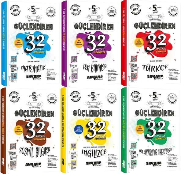 Ankara 2025 5. Sınıf Tüm Dersler Güçlendiren 32 Haftalık Deneme Seti 6 Kitap ürün görseli