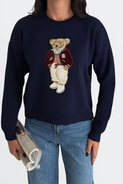 EYSHAN Teddy Bear Ayıcıklı Kazak- Kadın Triko Kazak Standart Beden - 3