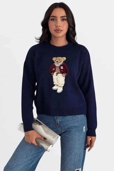 EYSHAN Teddy Bear Ayıcıklı Kazak- Kadın Triko Kazak Standart Beden - 5