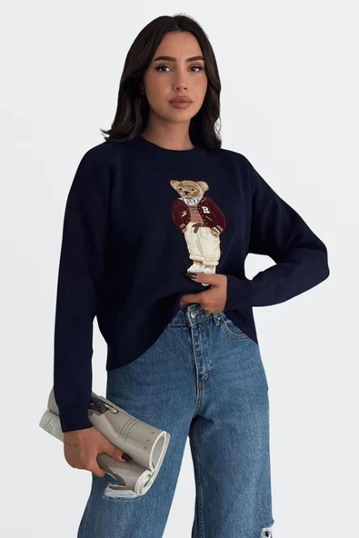 EYSHAN Teddy Bear Ayıcıklı Kazak- Kadın Triko Kazak Standart Beden - 2