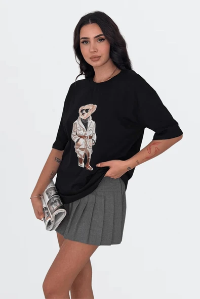 EYSHAN Teddy Bear Ayıcık desenli Tshirt Oversize Kalıp - 2