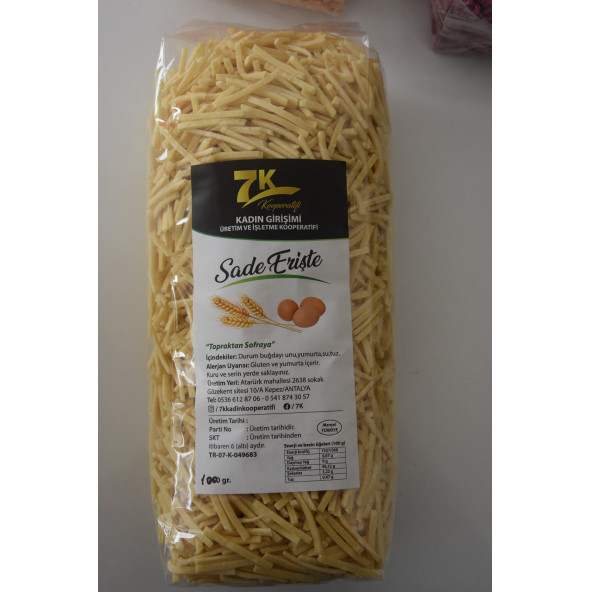 7K Kadın Kooperatifi Sade Erişte 3 x 500 G