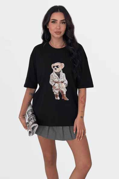 EYSHAN Teddy Bear Ayıcık desenli Tshirt Oversize Kalıp - 4