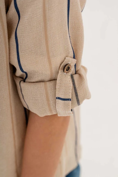 Çizgili Desenli Uzun Kol 3 Parça Erkek Çocuk Gömlekli Takım - 11