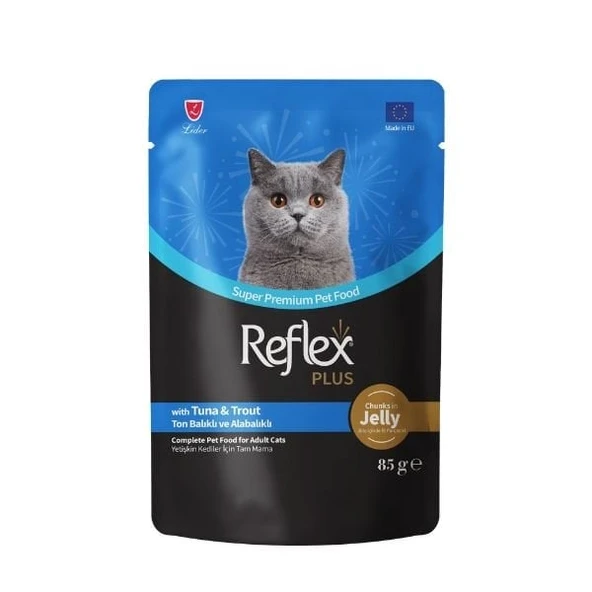 Reflex Plus Jöle İçinde Ton Balıklı ve Alabalıklı Pouch Yetişkin Konserve Kedi Maması 85 Gr