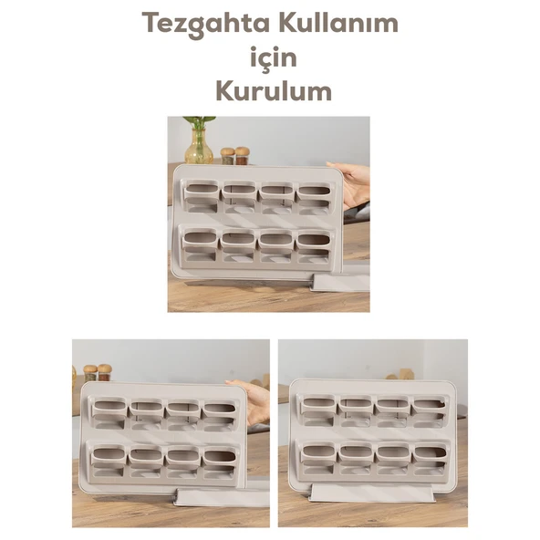 Porsima 1116-1167 Kendinden Yapışkanlı Tezgah Üstü Standlı Döner Kapaklı ve Cappuccino Beyaz Random Baharatlık Seti - 4