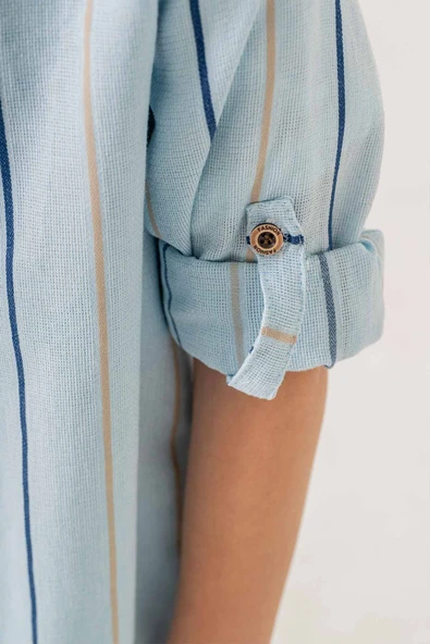 Çizgili Desenli Uzun Kol 3 Parça Erkek Çocuk Gömlekli Takım - 6