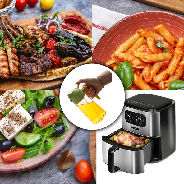 Porsima ALK-1900 Çok Amaçlı Cam Sprey Şişe -Yağdanlık Limon Sirke Sos Püskürtücü, Sızdırmaz Standlı Yağdanlık Yeşil - 5