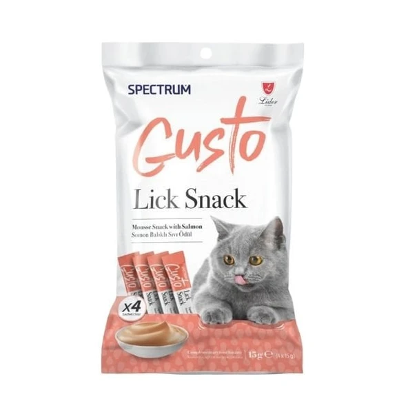 Spectrum Gusto Lick Snack Somonlu Sıvı Kedi Ödül Maması 15 Gr 4 Adet