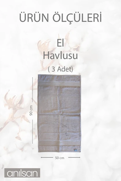 3'lü Kahverengi Süper Soft Bordürlü El Havlusu - 50x90 Cm, 250 Gr, %100 Pamuk, Spa Ve Otel Havlusu - 3