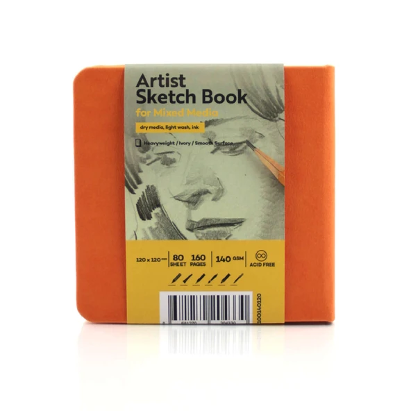 Tigertint Sketch Book Sert Kapaklı Eskiz Defteri 140 gr 12x12 cm 80 yaprak Turuncu ürün görseli 1